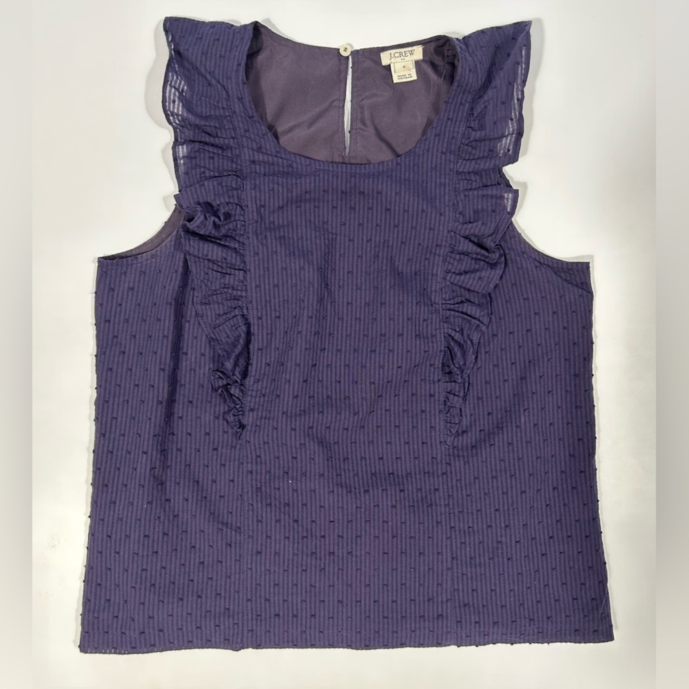 J.Crew Factory 100% Cotton Dark Purple Textured Ruffled Tank Top Size 4